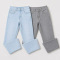 Pack of 2 Ice Blue & Medium Grey Jeans | Straight Fit Denim