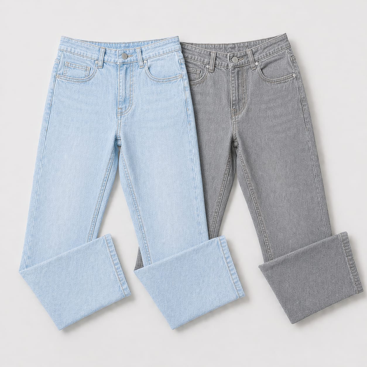 Pack of 2 Ice Blue & Medium Grey Jeans | Straight Fit Denim