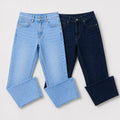 Pack of 2 Sky Blue & Dark Indigo Jeans | Straight Fit Denim
