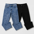 Pack of 2 Acid Wash Blue & Jet Black Jeans | Straight Fit Denim