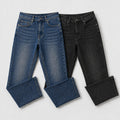 Pack of 2 Vintage Blue & Charcoal Black Jeans | Straight Fit Denim