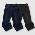 Pack of 2 Dark Indigo & Washed Black Jeans | Straight Fit Denim